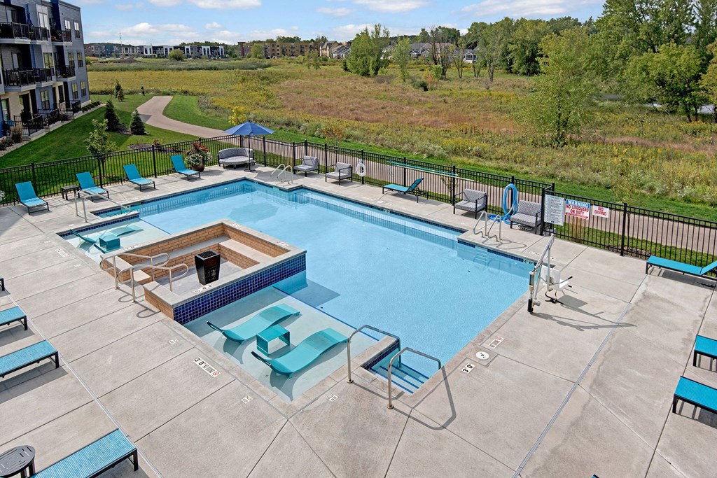 Outdoor pool area at the lafayette apartments, Weidner Real Estate Properties Apartments for rent Fitchburg, WI