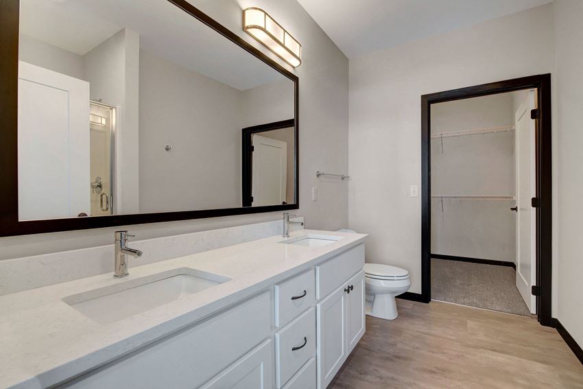 The Lafayette Bathroom The Lafayette bathroom with double sinks Apartments for rent Fitchburg, WI