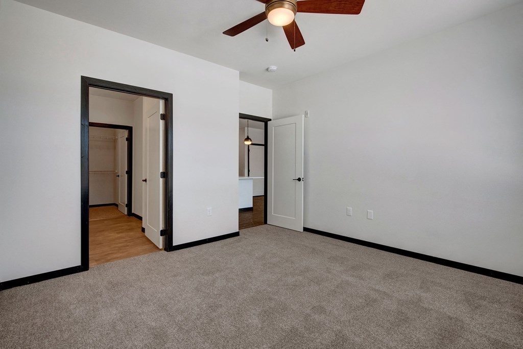The Lafayette bedroom with ceiling fan Apartments for rent Fitchburg, WI