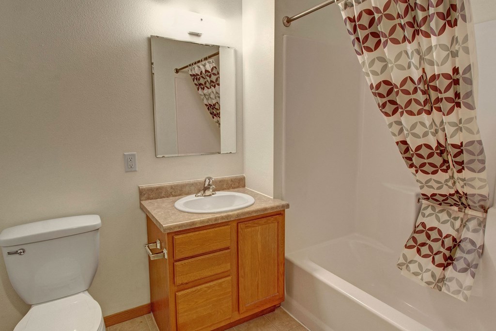 Bathroom at Dakota Apartments. Apartments for rent in Stanley, ND