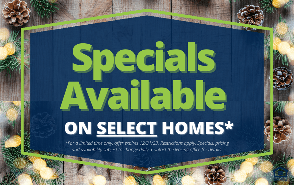 a sign that reads specials available on select homes