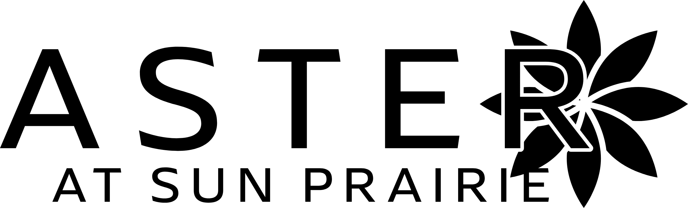 A logo with the text "ASTER AT SUN PRAIRIE" and a graphic of a flower.