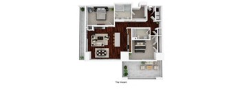 two bedroom two and a half bath town home 3d floor plan
