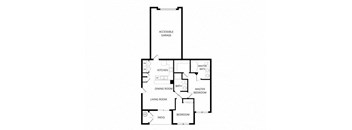 a floor plan of a house with two bedrooms and two bathrooms
