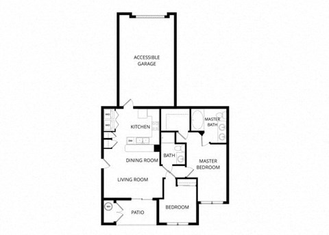 a floor plan of a house with two bedrooms and two bathrooms