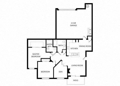 a floor plan of a house with two bedrooms and two bathrooms
