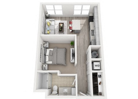 a floor plan of a 1 bedroom apartment with a bathroom and a balcony