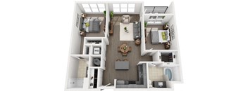 a floor plan of a two story apartment with a bedroom and a living room