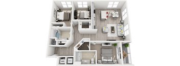 this is a 3d floor plan of a 824 square foot 1 bedroom apartment at the