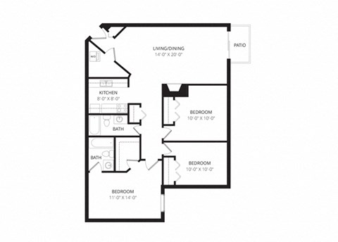 a floor plan of a bedroom apartment