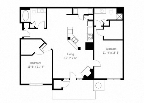a floor plan of a home with a bedroom and a living room