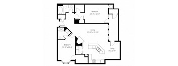 a floor plan of a home with two bedrooms and two bathrooms