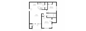 a floor plan of a home with two bedrooms and two bathrooms