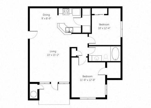 a floor plan of a home with two bedrooms and two bathrooms
