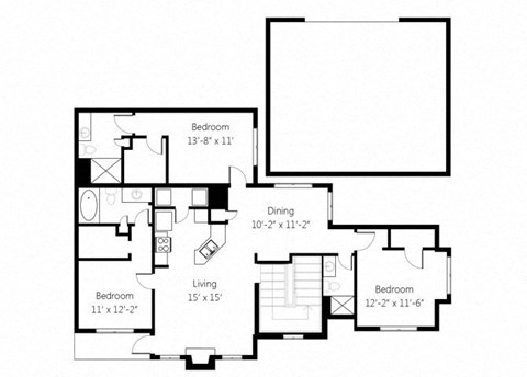 a floor plan of a home with two bedrooms and two bathrooms