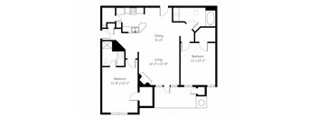 a floor plan of a home with a bedroom and a living room