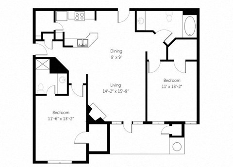 a floor plan of a home with a bedroom and a living room