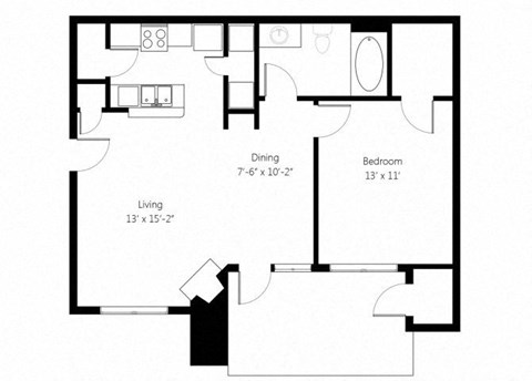 a floor plan of a home with a bedroom and a living room
