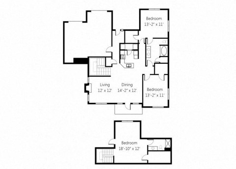 a floor plan of a home with two bedrooms and two bathrooms