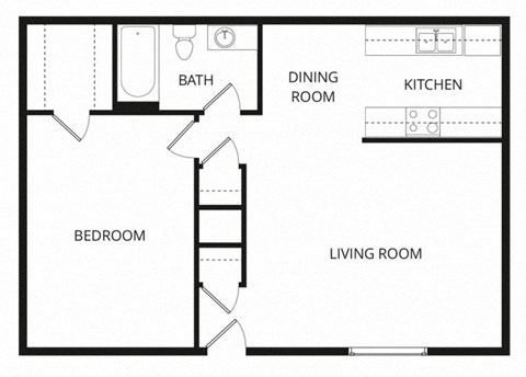 a floor plan of a home with a bedroom and a living room