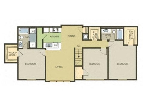 021012 | 3 bedroom 2 bath apartment floor plan | the madison at ballston
