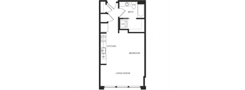 a floor plan of a 1 bedroom apartment