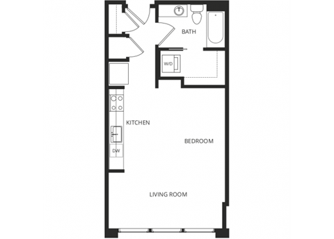 a floor plan of a 1 bedroom apartment