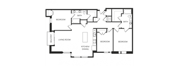 a floor plan of a home with two bedrooms and two bathrooms