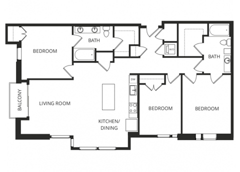 a floor plan of a home with two bedrooms and two bathrooms