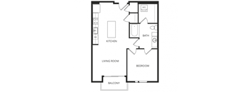 a floor plan of a 1 bedroom apartment