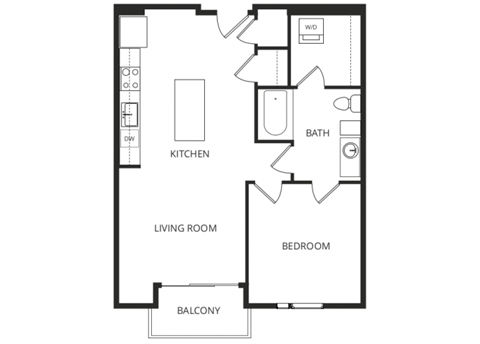 a floor plan of a 1 bedroom apartment