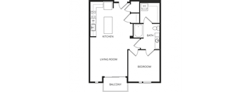 a floor plan of a two bedroom apartment with a kitchen and a living room