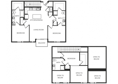 a floor plan of a house with two bedrooms and two bathrooms