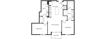 a floor plan of a home with two bedrooms and two bathrooms
