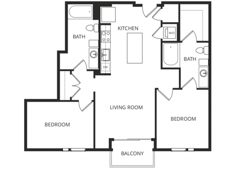 a floor plan of a home with two bedrooms and two bathrooms