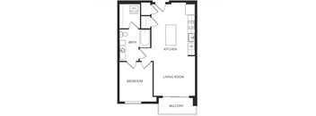 a floor plan of a 1 bedroom apartment