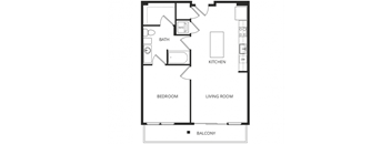 a floor plan of a 1 bedroom apartment