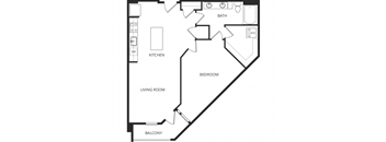 a floor plan of a 1 bedroom apartment