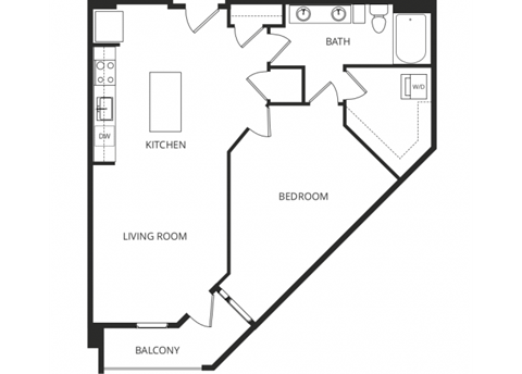 a floor plan of a 1 bedroom apartment