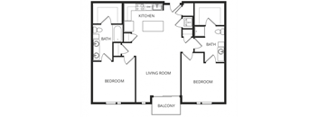 a floor plan of a home with two bedrooms and two bathrooms