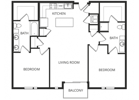 a floor plan of a home with two bedrooms and two bathrooms