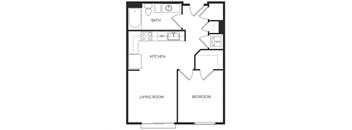 a floor plan of a 1 bedroom apartment