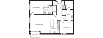 a floor plan of a home with two bedrooms and two bathrooms