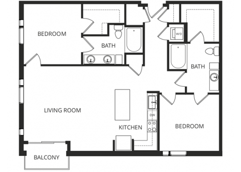 a floor plan of a home with two bedrooms and two bathrooms