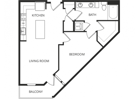 a floor plan of a 1 bedroom apartment