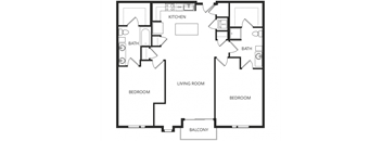 a floor plan of a home with two bedrooms and two bathrooms