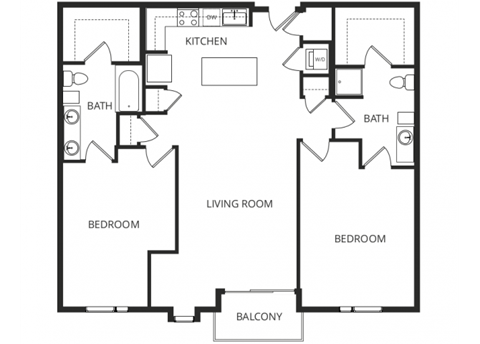a floor plan of a home with two bedrooms and two bathrooms