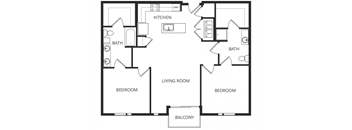 a floor plan of a home with two bedrooms and two bathrooms
