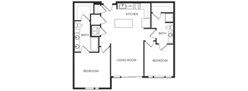 a floor plan of a home with two bedrooms and two bathrooms