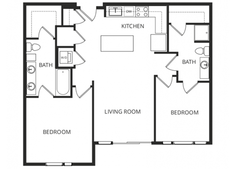 a floor plan of a home with two bedrooms and two bathrooms